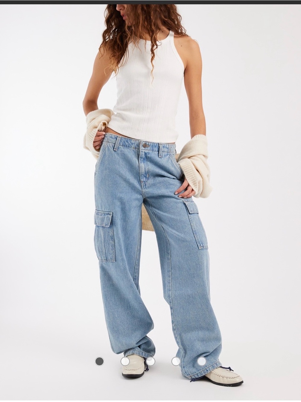 Levis 94 baggy Blue Cargo Wide-Leg Jeans for Women size 25